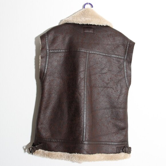Free People We The Free Bad Habits Cozy Waistcoat Vest Crackle Brown Full Zip - Picture 9 of 14